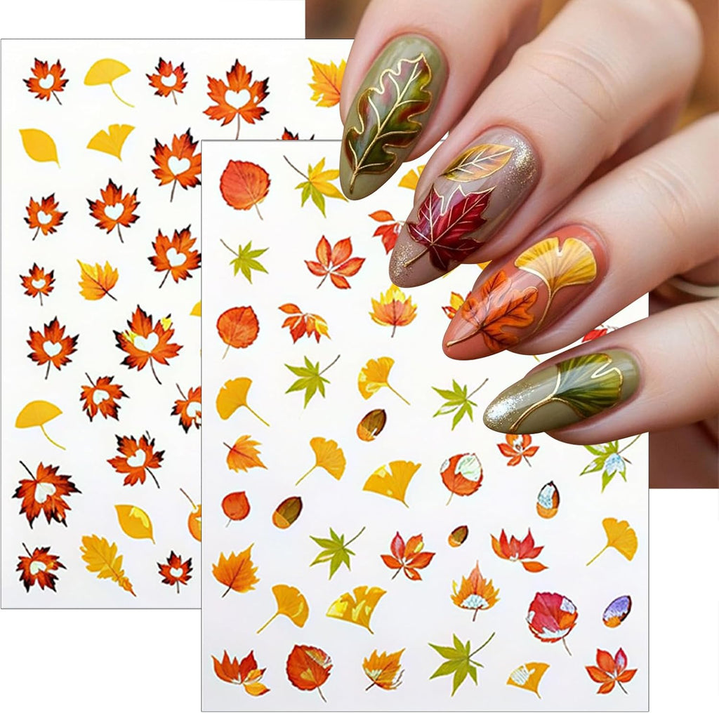 Autumn Maple Leaves Nail Art Stickers Laser Pumpkin Nail Stickers