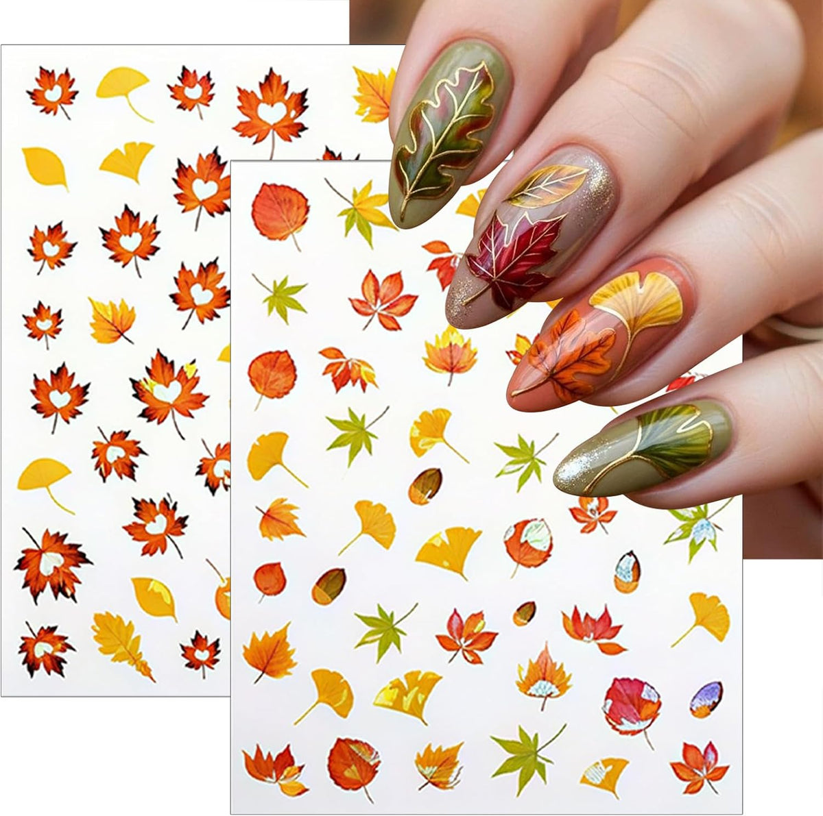 Autumn Maple Leaves Nail Art Stickers Laser Pumpkin Nail Stickers