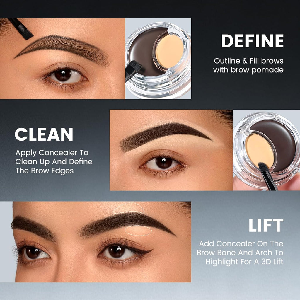 2-in-1 Eyebrow Pomade & Concealer - Shaping & Brightening, Ash