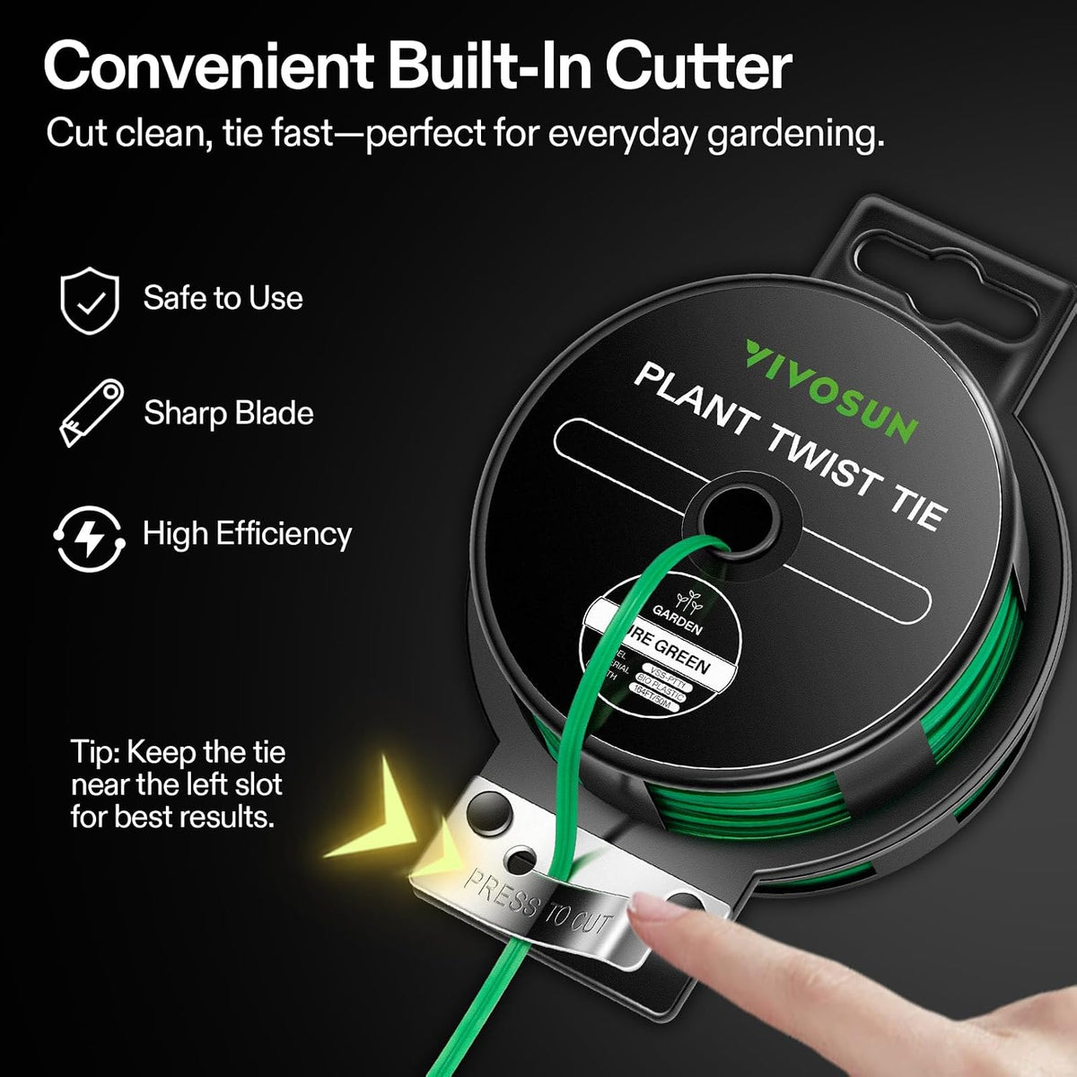 Twist Ties, 164 ft (50m) PE-Coated Green Plant Ties with Cutter, Reusable & Flexible Tomate Ties for Plant Support