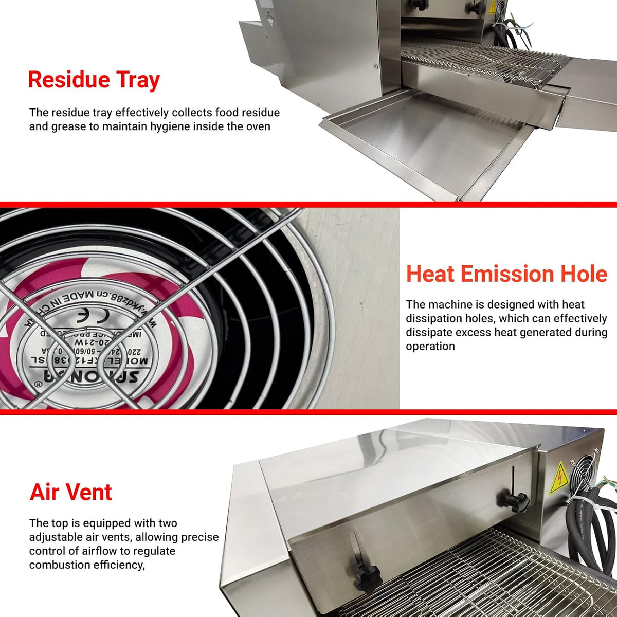 6KW Countertop Conveyor Pizza Oven 12 Inch 220V