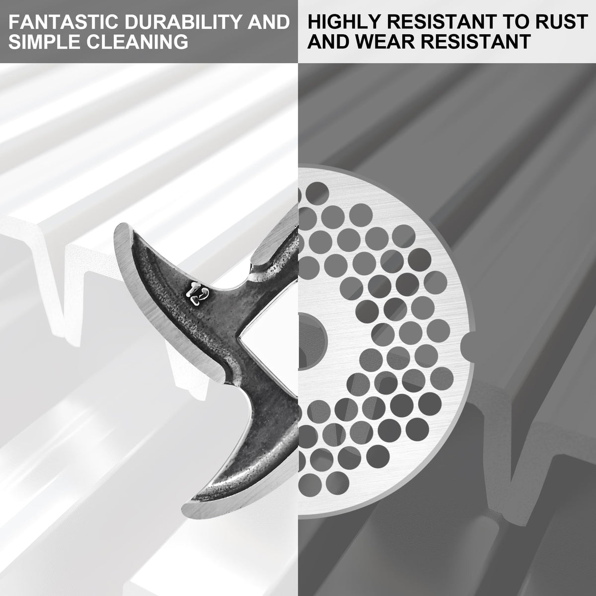 #12 Stainless Steel Grinder Plates Set with 2 Knives