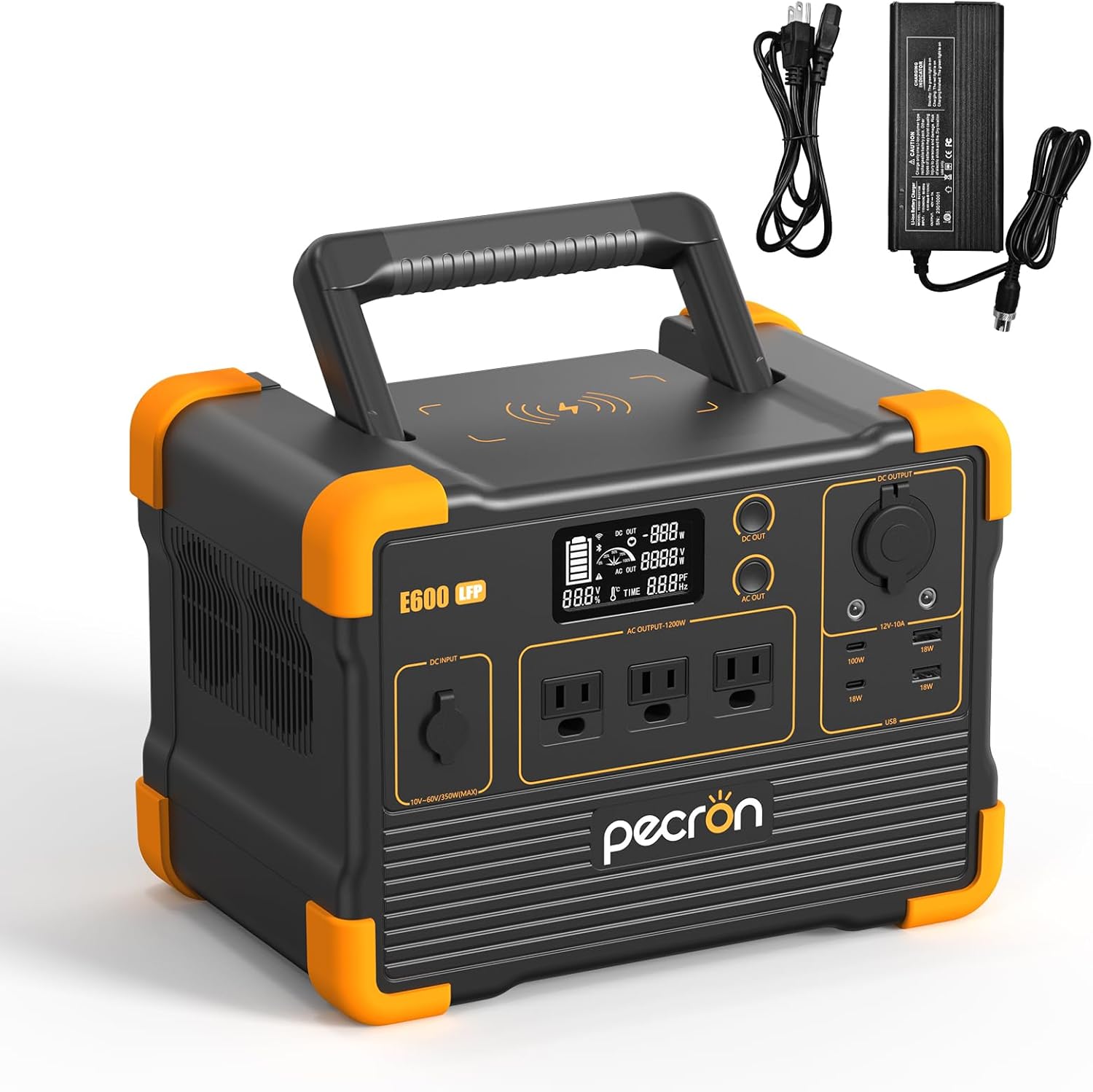 614Wh Portable Solar Generator with AC Charger, 1200W AC Output, Power Station, LiFePO4 Battery for Camping, RV Trip