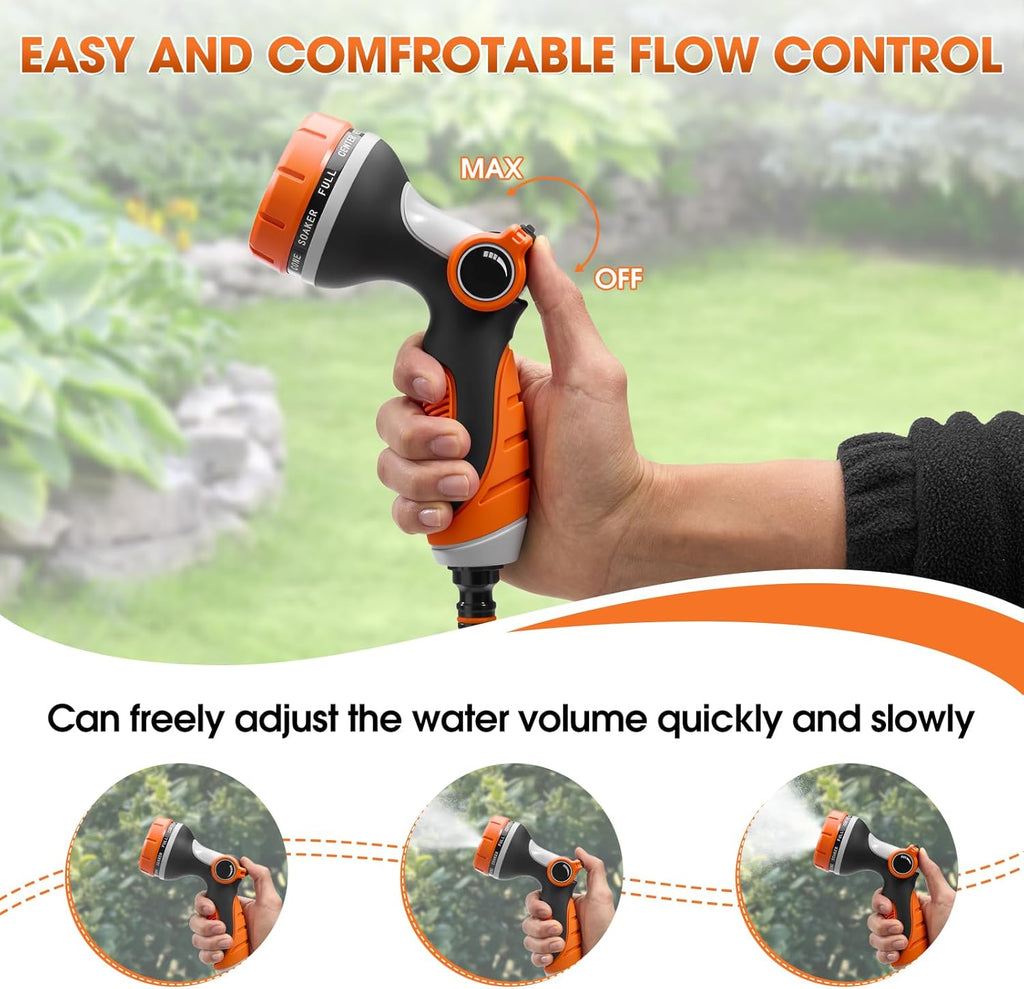 Garden Hose Nozzle,Hose Spray Nozzle with Adjustable 10 Watering Patterns,Slip Resistant High Pressure Water Hose