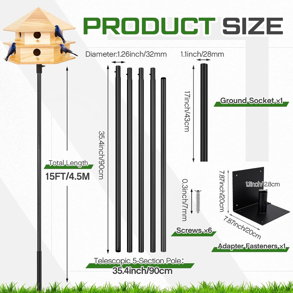 12 Room Purple Martin House and Pole Kit, Wood Color