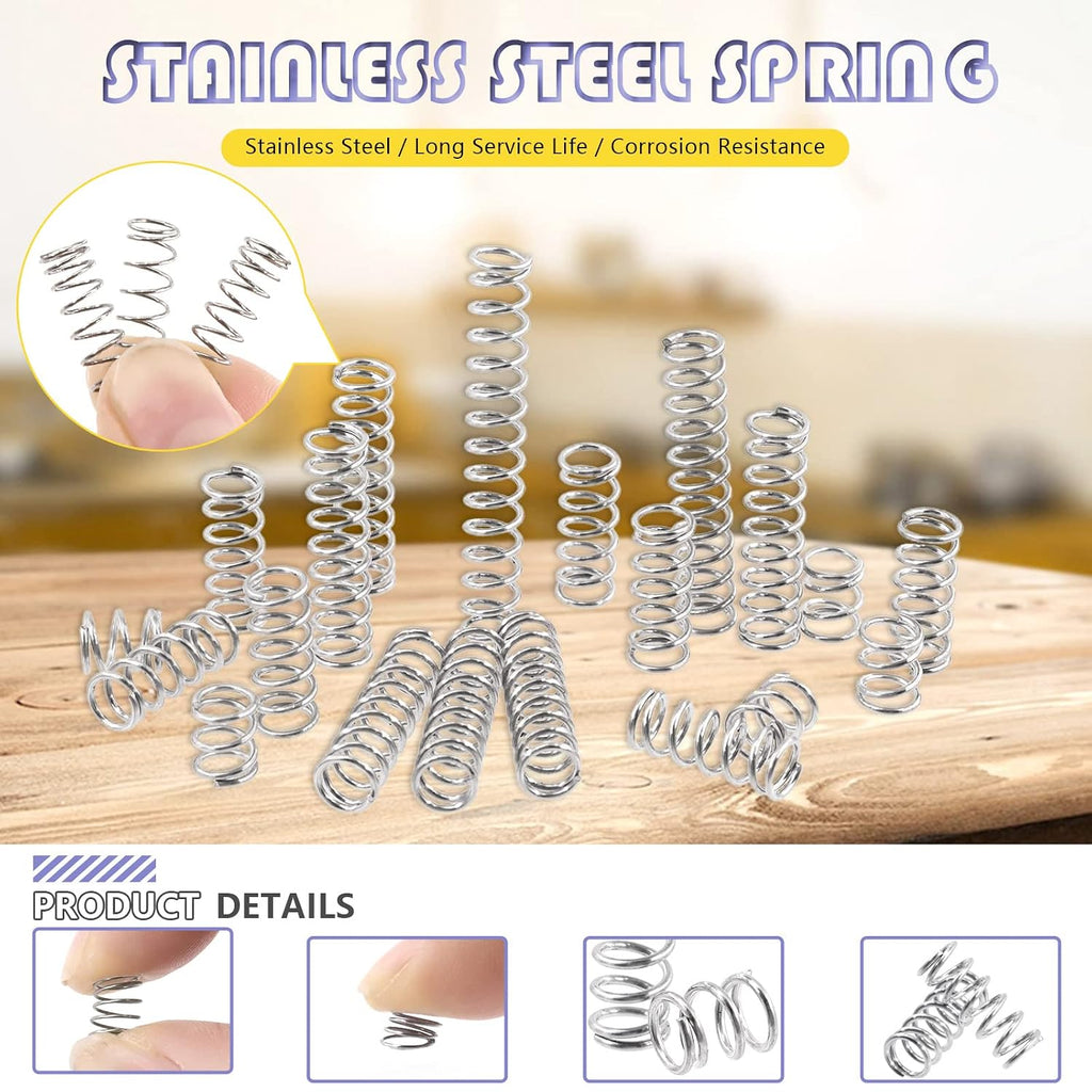 150Pcs 5 Sizes Compression Springs Assortment Kit, Mini Stainless Steel Extension Springs for Shop and Home Repairs