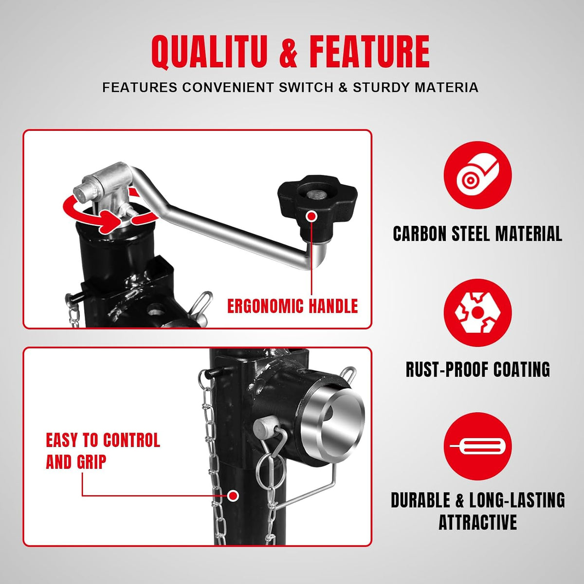 2000 LBs Capacity Weld on Pipe Mount Swivel Trailer Jack, ATR39003R
