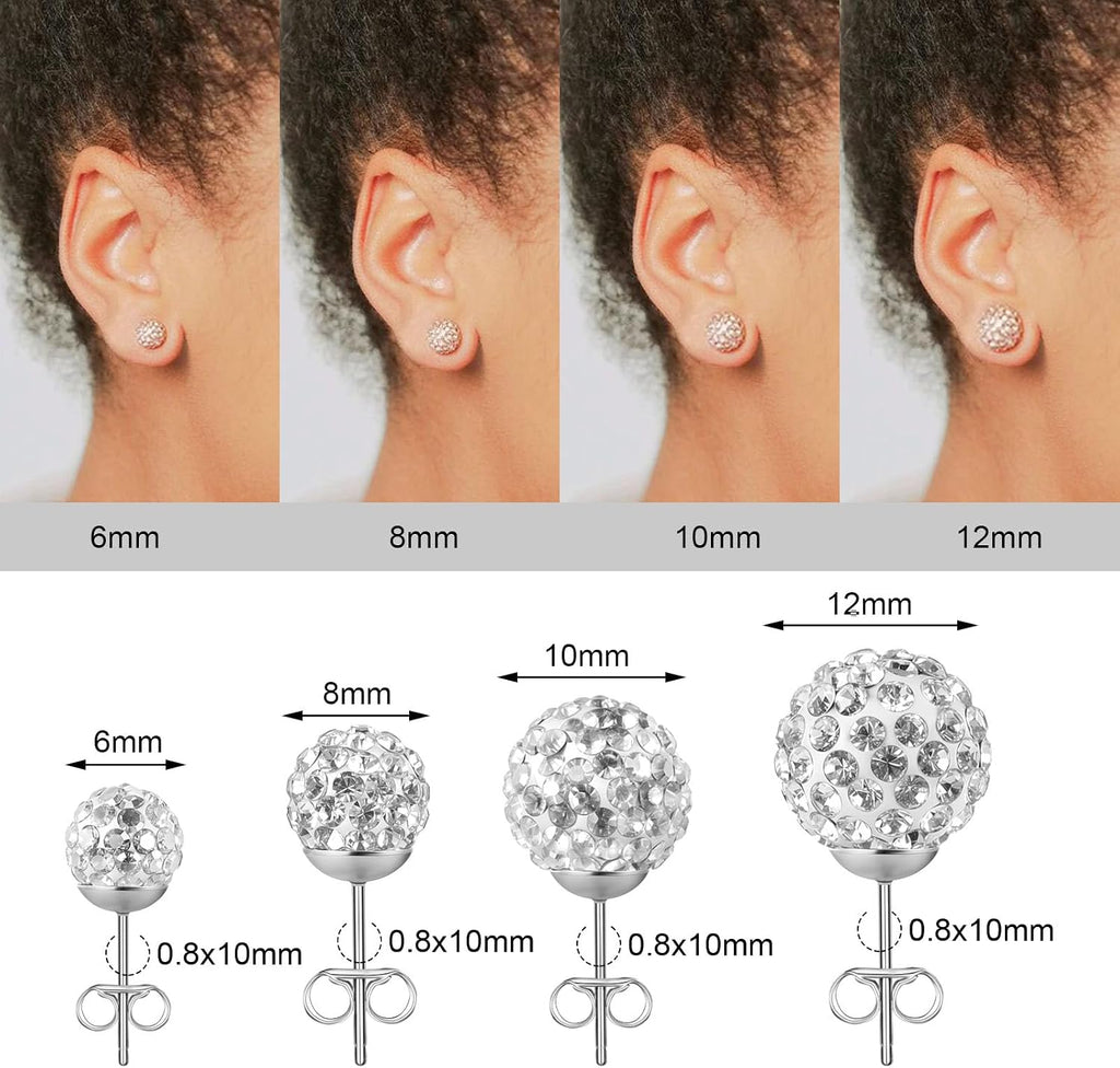 1 Piece Disco Ball Earrings for Women Silver Ball Earrings | Crystal Earrings Studs Silver Crystal Earrings Cubic