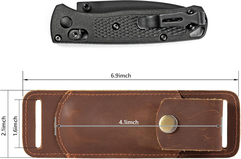 Knife Sheath,Belt Buckle Knife Sheath,Leather Knife Sheaths for Belt,Pocket Knife Folding EDC Belt Knife Holster,Open