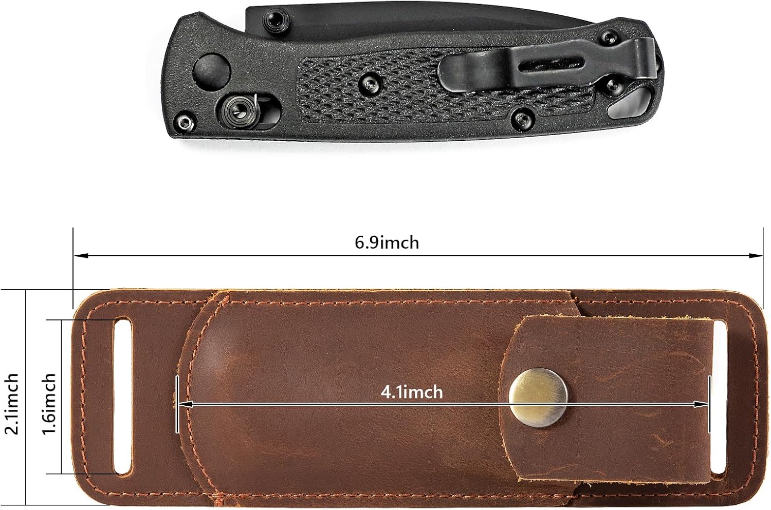 Knife Sheath,Belt Buckle Knife Sheath,Leather Knife Sheaths for Belt,Pocket Knife Folding EDC Belt Knife Holster,Open