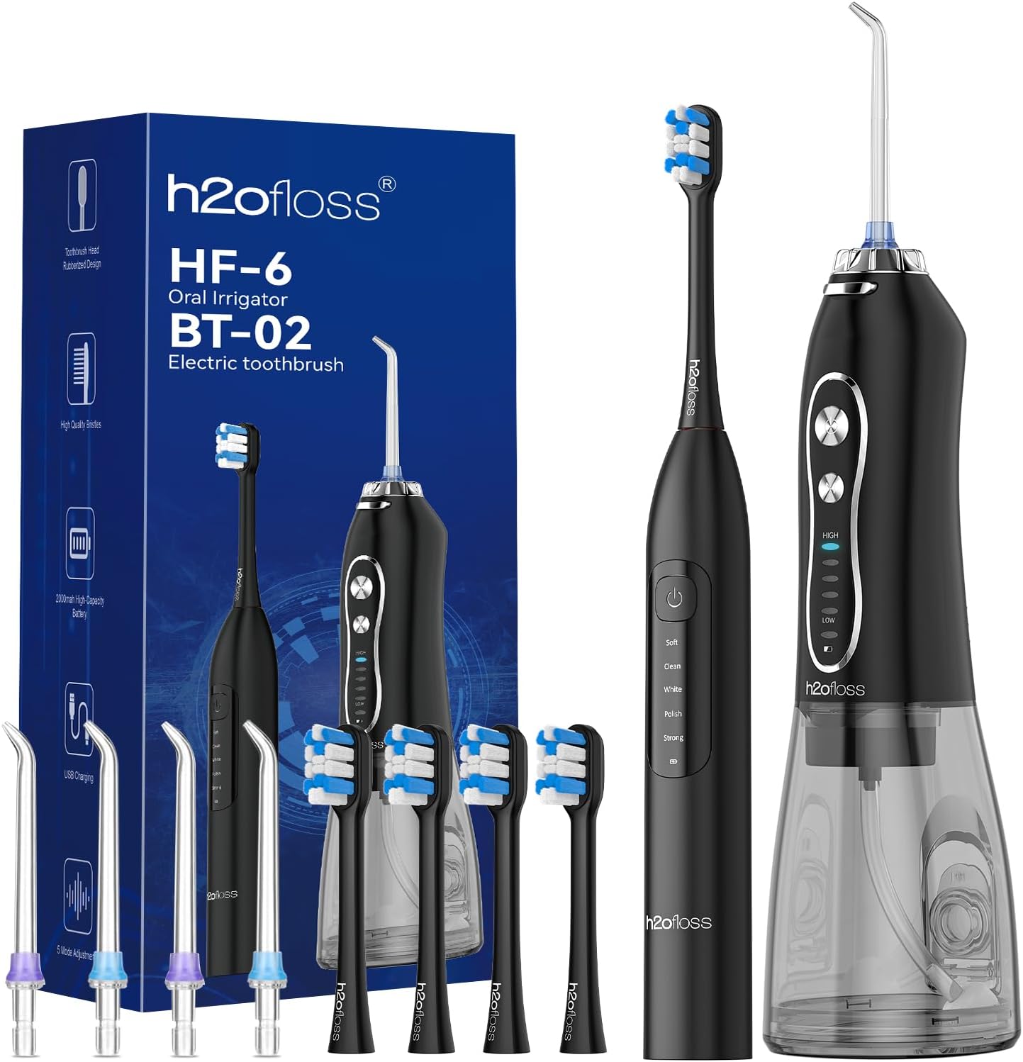 Water Flosser & Electric Toothbrush Combo – 2-in-1 Oral Care for Brushing & Flossing | 300ML Water Tank, 20–110 PSI