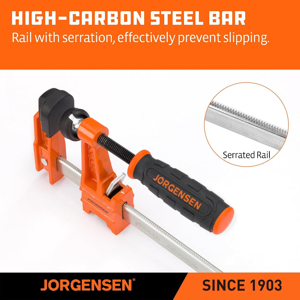 6" Light-Duty Steel Bar Clamp Set, 300 lbs Load Limit, 4-Pack | F Clamps for Woodworking, Metalworking and DIY Projects