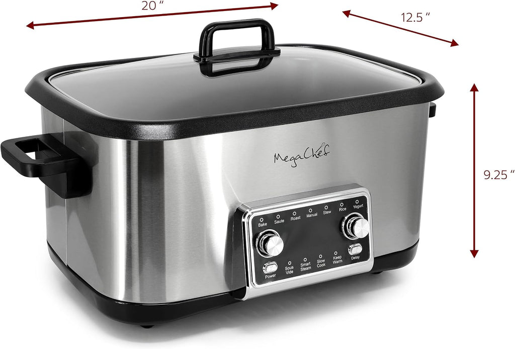 Deluxe 8 Quart 12-in-1 Programmable Multi Cooker with Sous Vide and Multi-Functions, Digital Display, Adjustable