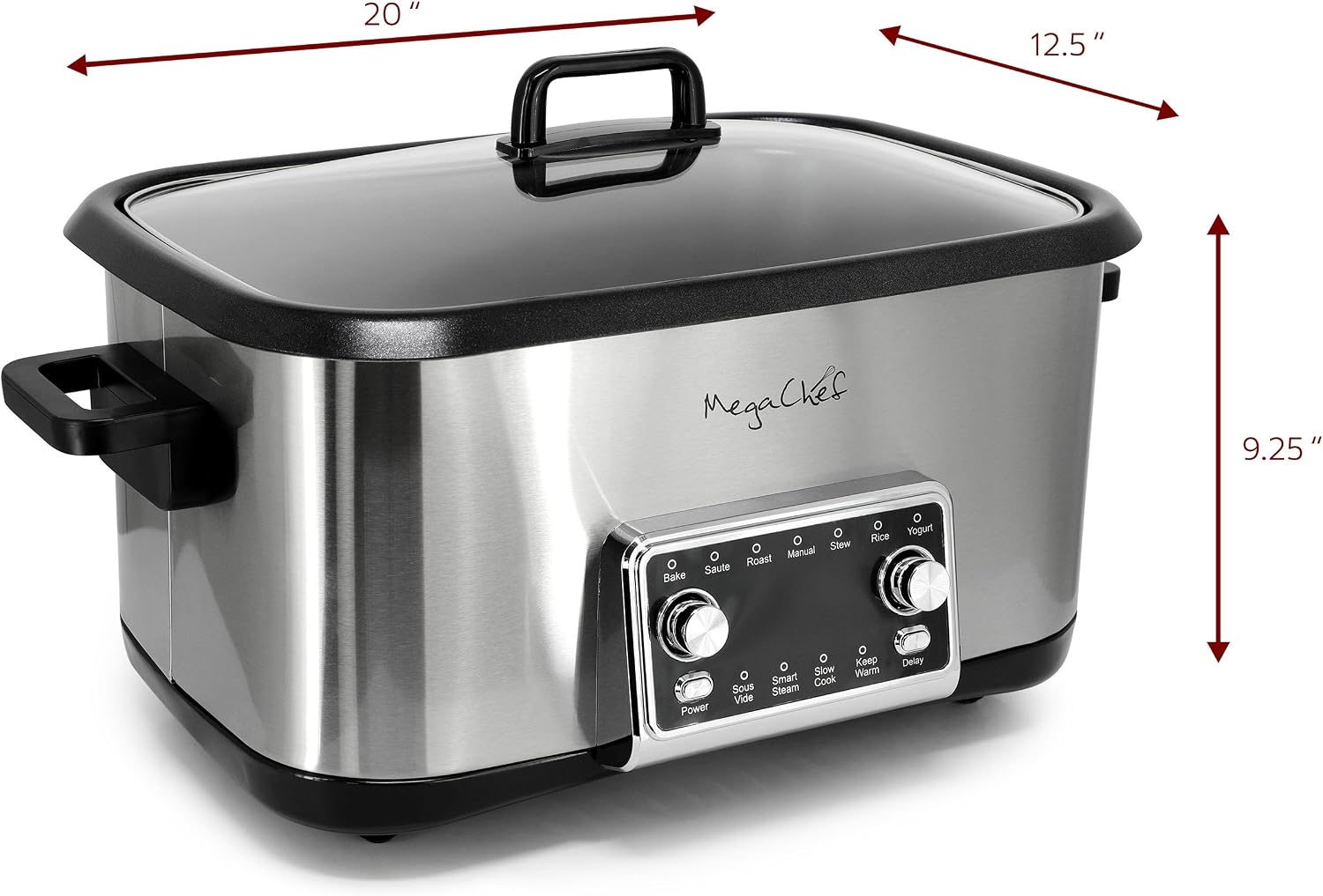 Deluxe 8 Quart 12-in-1 Programmable Multi Cooker with Sous Vide and Multi-Functions, Digital Display, Adjustable