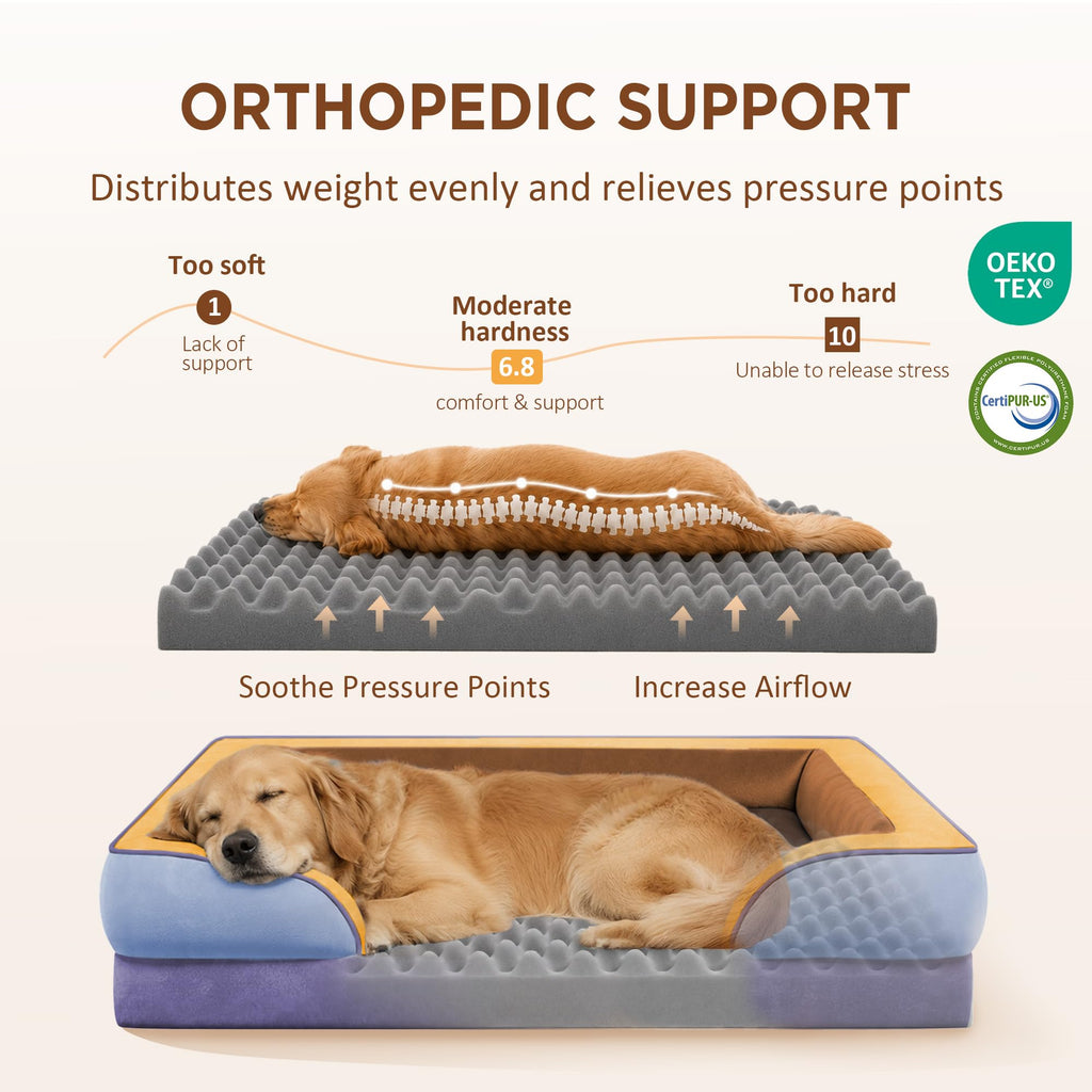 Orthopedic Dog Bed for Extra Large Dogs with Bolster