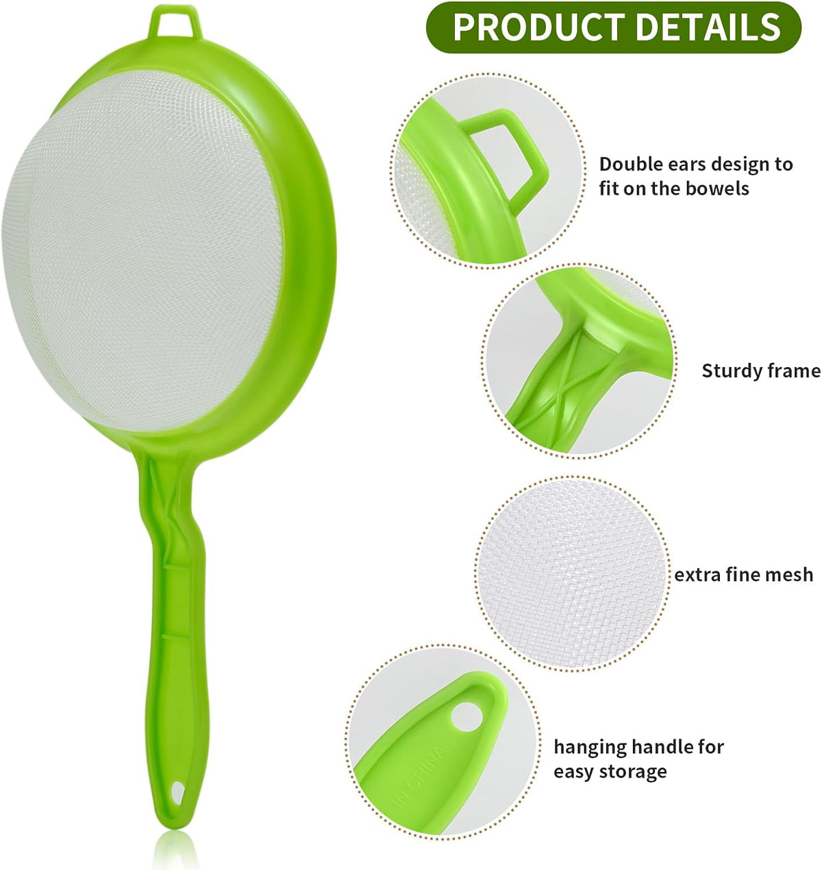 Luckyiren Kefir Strainer Set, 2-Size Plastic Non-Metal Sieve with Fine Mesh