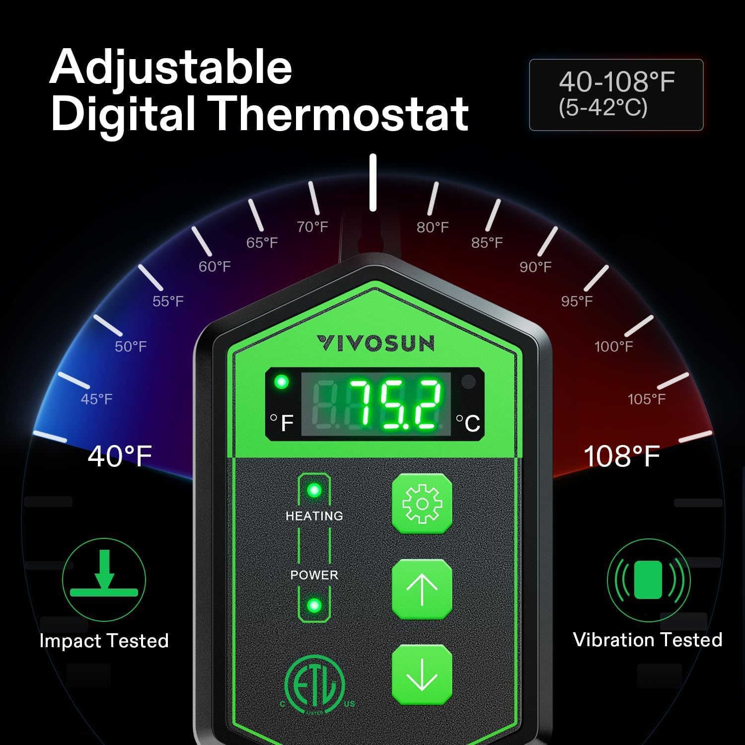 10"x 20.75" Seedling Heat Mat and Digital Thermostat Combo Set | UL & MET-Certified Warm Hydroponic Heating Pad for