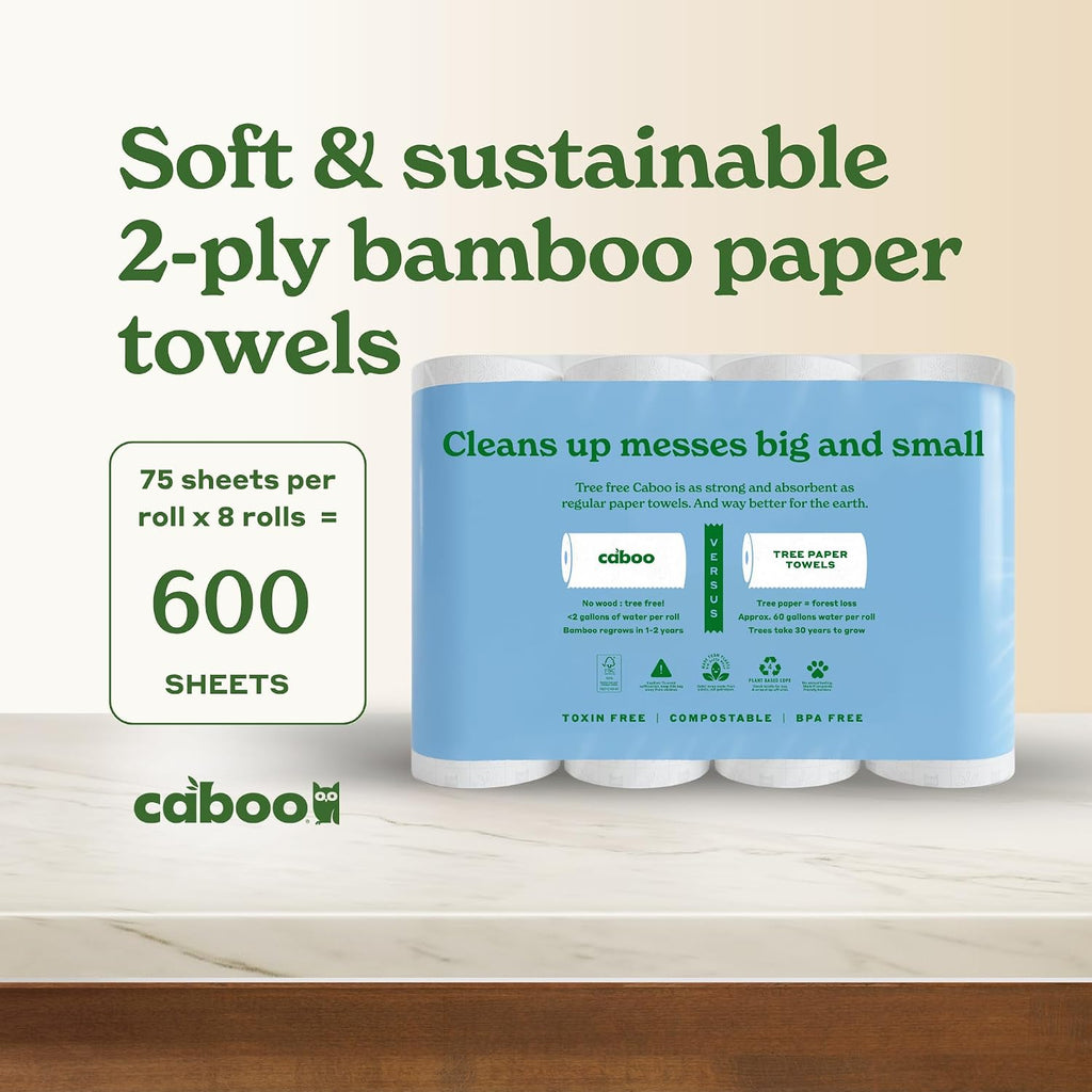 Tree Free Paper Towels, Sustainable, Toxin Free, 8 Family Size Rolls