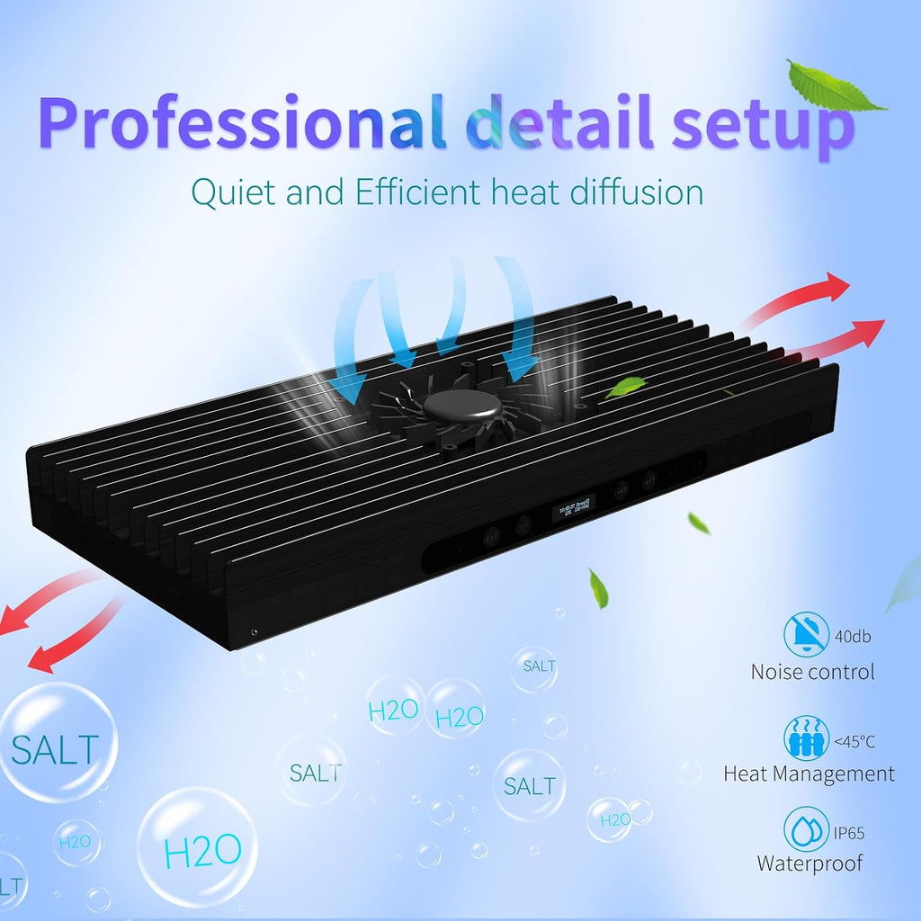 Aquarium Light- 140W Reef Light Wide Coverage Sunrise Sunset Moonlight Saltwater Lights for Coral with Master Slave