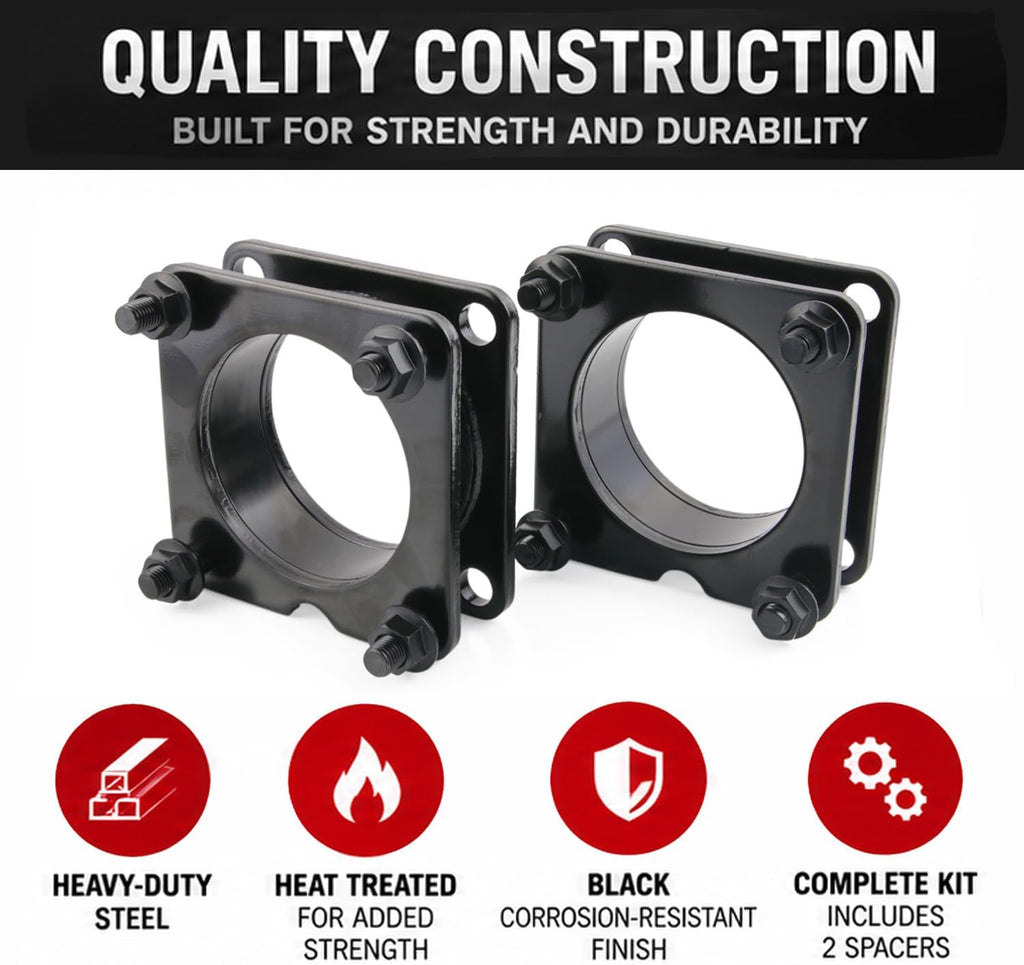 RockTrix Front Leveling Kit - 1.5 inch Lift, Black Steel Spacer