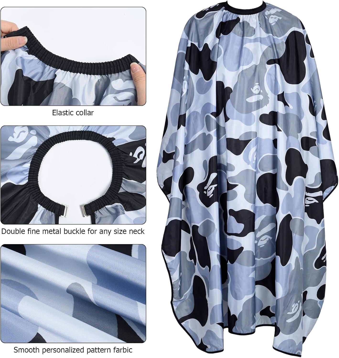 Professional Hair Cutting Cape Waterproof Barber Cape for Men Polyester Hair Styling Cape with Elastic Neckline