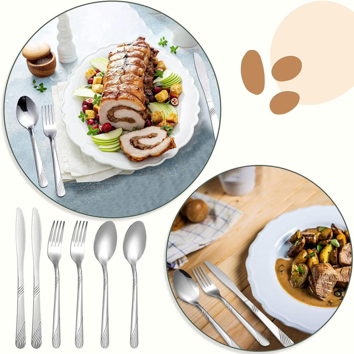 201 Pcs Thin Silverware Set Stainless Steel Flatware Sets