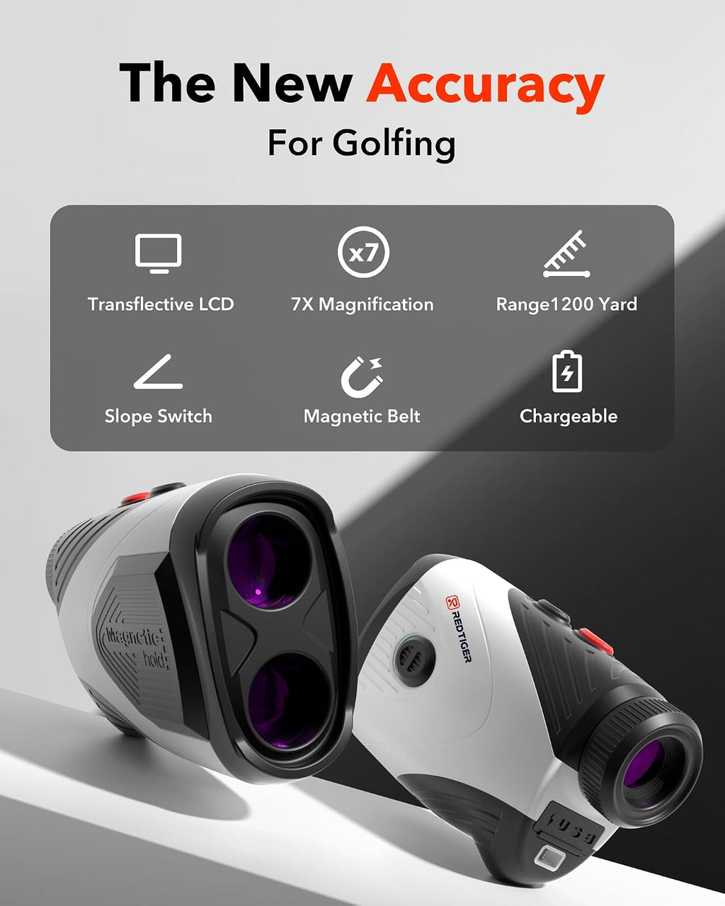 Golf Rangefinder with Slope On/Off,7X Magnification 1200 Yards | Flag Pole Lock with Vibration,IP54 Water