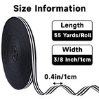 Black and White Striped Ribbon - 3/8 Inch x 55 Yards