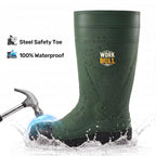 Men's Steel Toe Rain Boots, Waterproof Knee High Work Boots