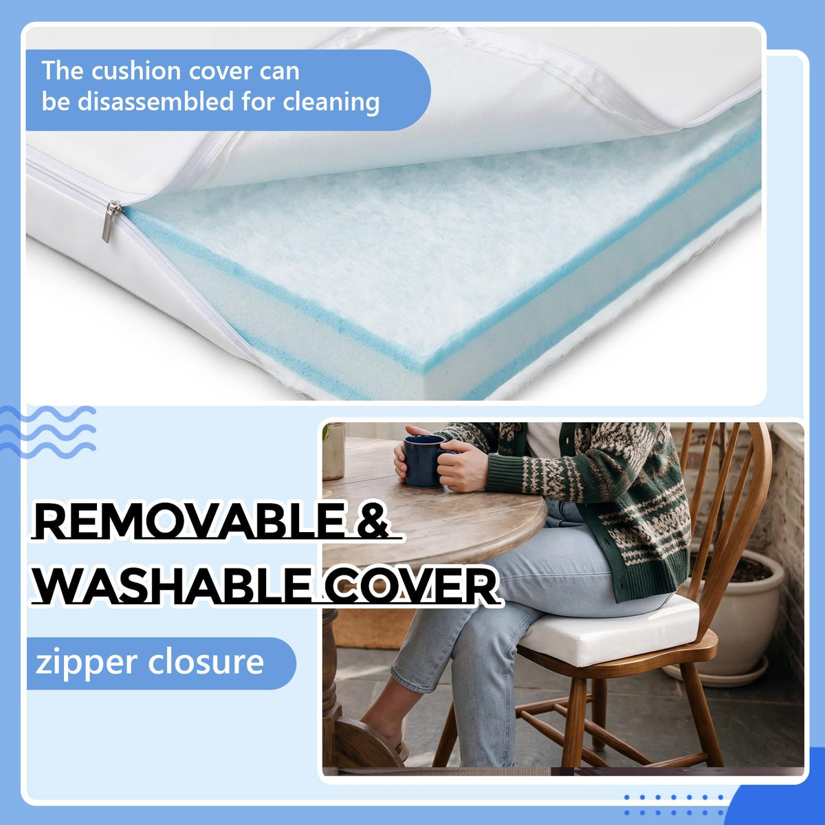 4 Pack Chair Cushion Foam Inserts, 18x18x2 Memory Foam Seat Pads