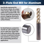 XYunEnZ 1/4" 3-Flute Square End Mill ZrN Coated Carbide, 5Pcs