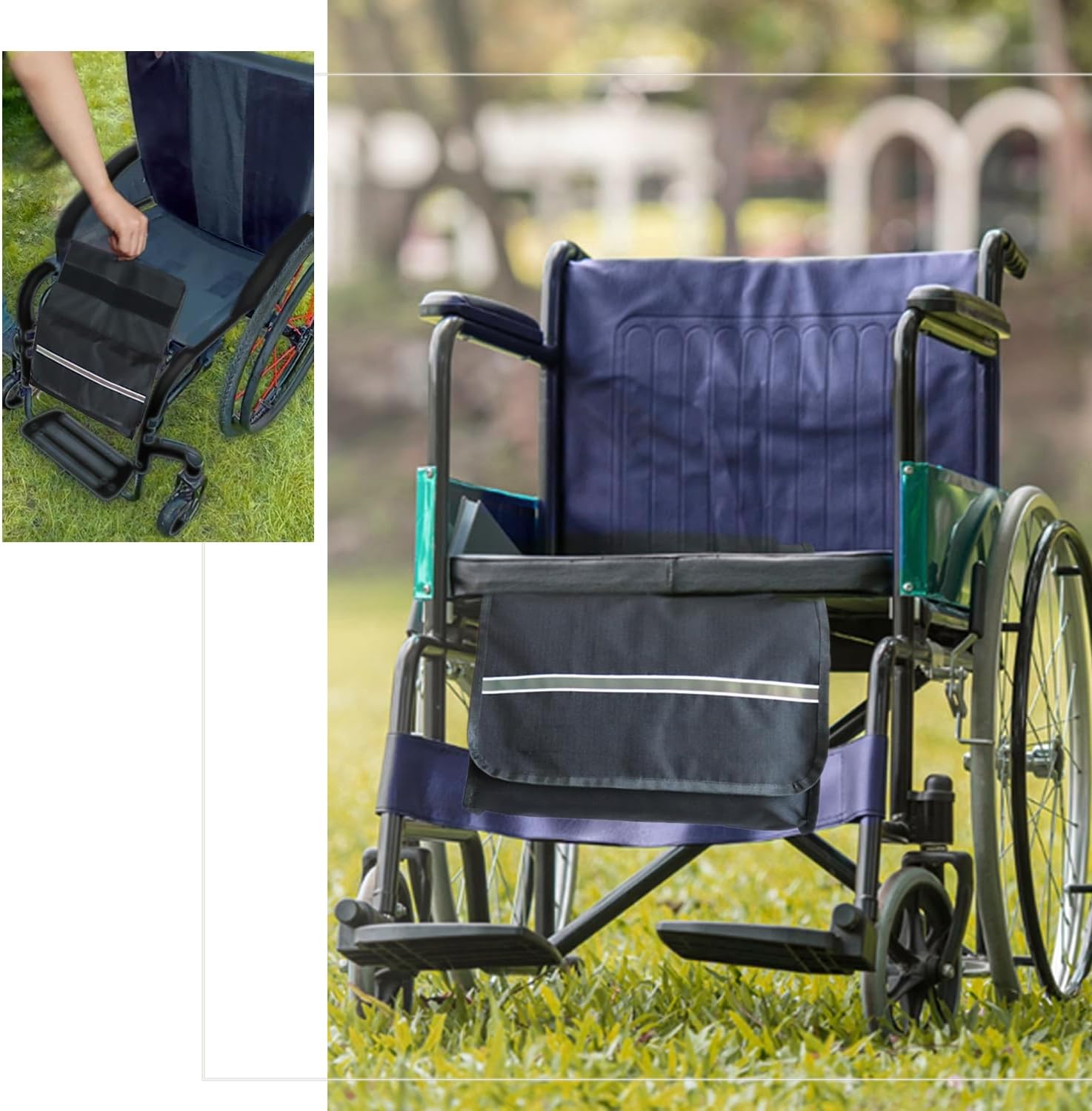 Wheelchair Front Storage Bag with Reflective Strip for Electric Manual Chairs Under Wheelchair Storage Bag
