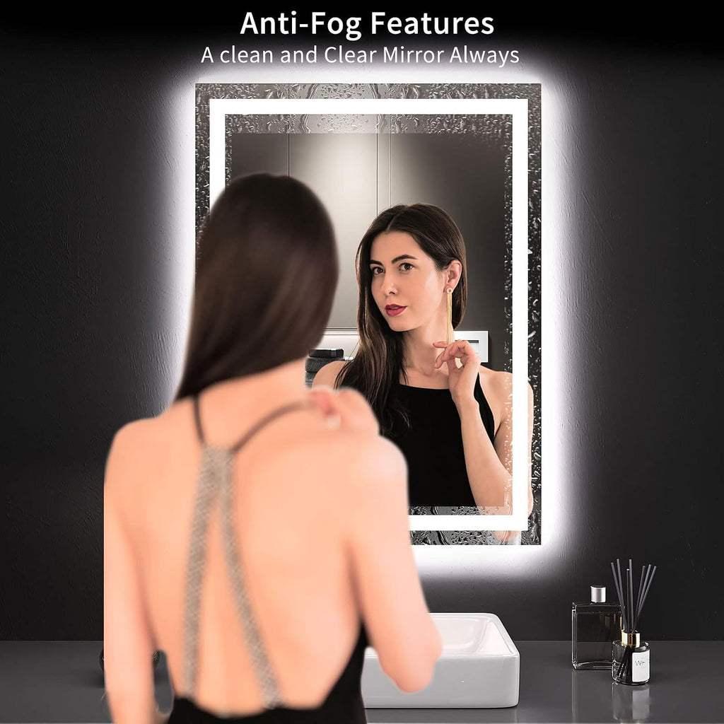 24"X32" LED Bathroom Mirror with Lights | Anti-Fog, Dimmable, 3 Color Temperature, Backlit + Front Lit, Memory