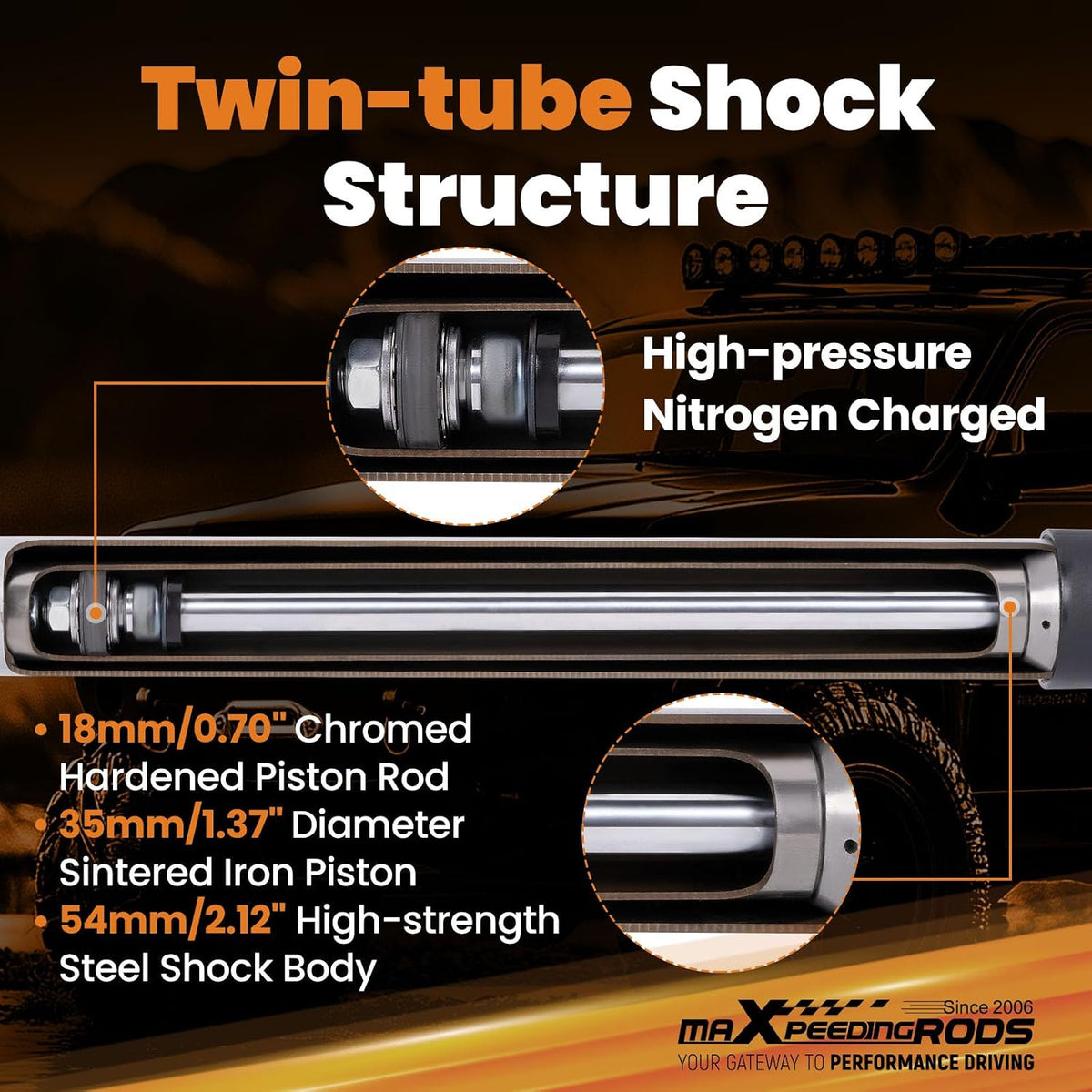 maXpeedingrods 3-4" Rear Shocks for Jeep Grand Cherokee WJ 1999-2004