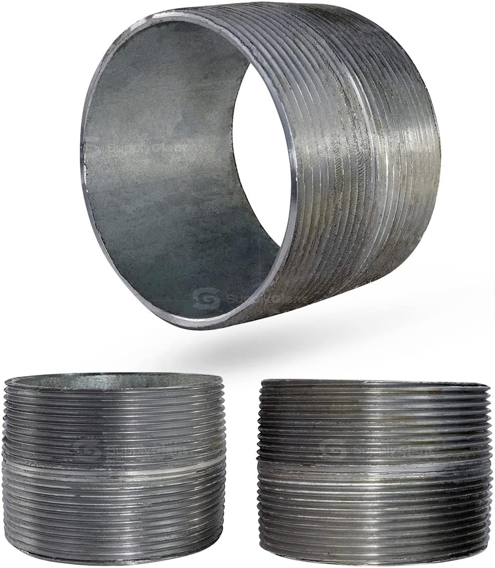 Everflow Supplies NPGL4000 Close Galvanized Steel Nipple Pipe Fitting with 4" Nominal Size Diameter