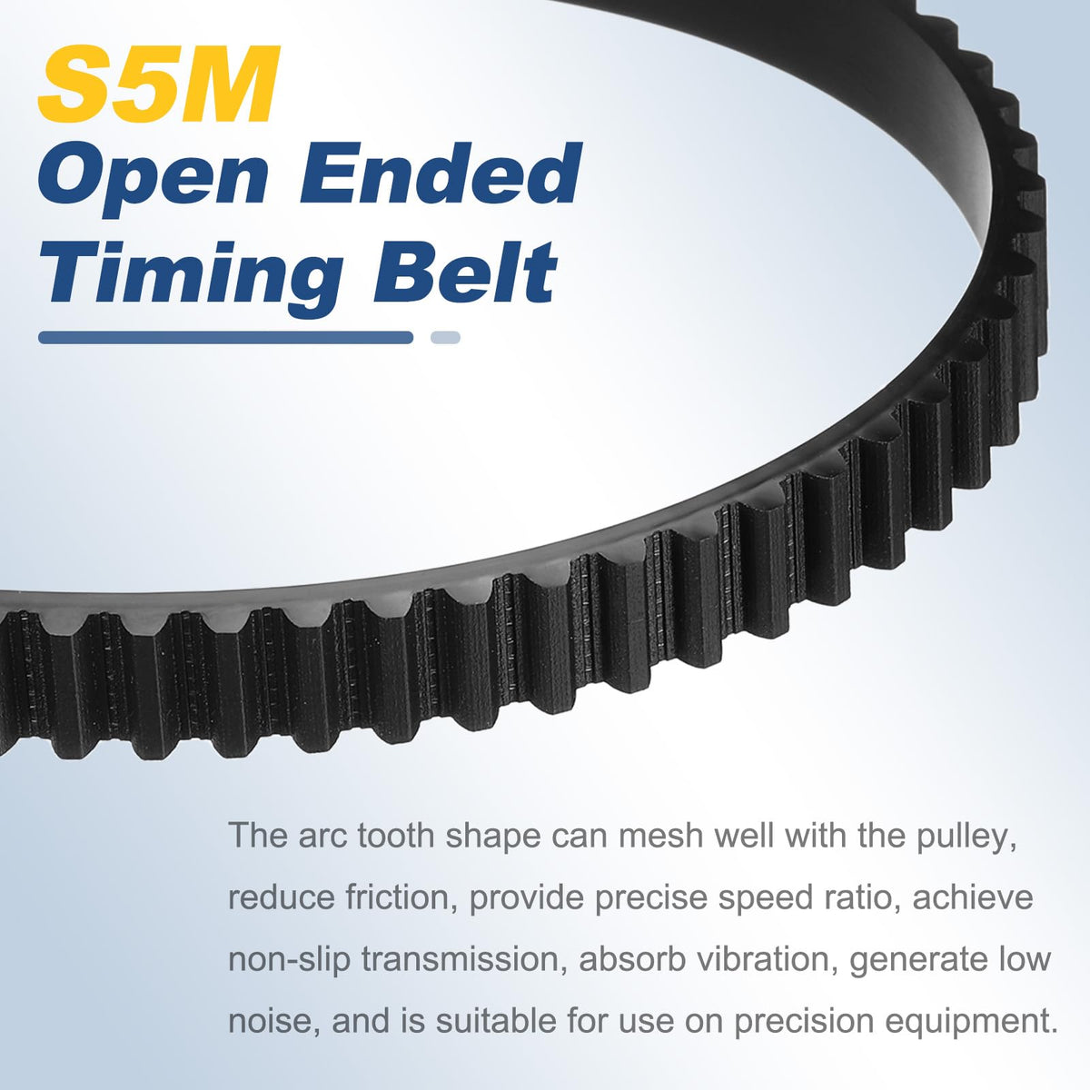 uxcell S5M Open Ended Timing Belt, 45mm Width x 4 Meter Length, 5mm Pitch Length, Steel Wires Inside Synchronous Belt, Black
