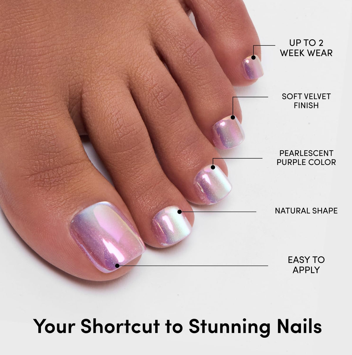 Press On Toenails - Natural, Velvet Fake Nails 32 Pc Full Kit