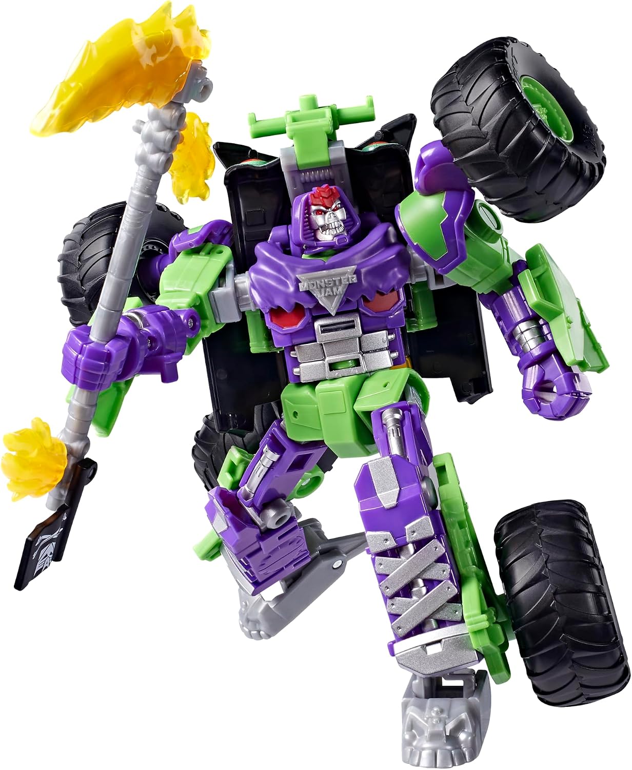 Collaborative x Monster Jam Grave Digger (Grim) | Leader Class 9.25-inch Robot Action Figure Converts to Monster