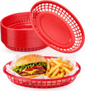 24 Pack Large Oval Serving Plastic Fast Food Baskets, Red