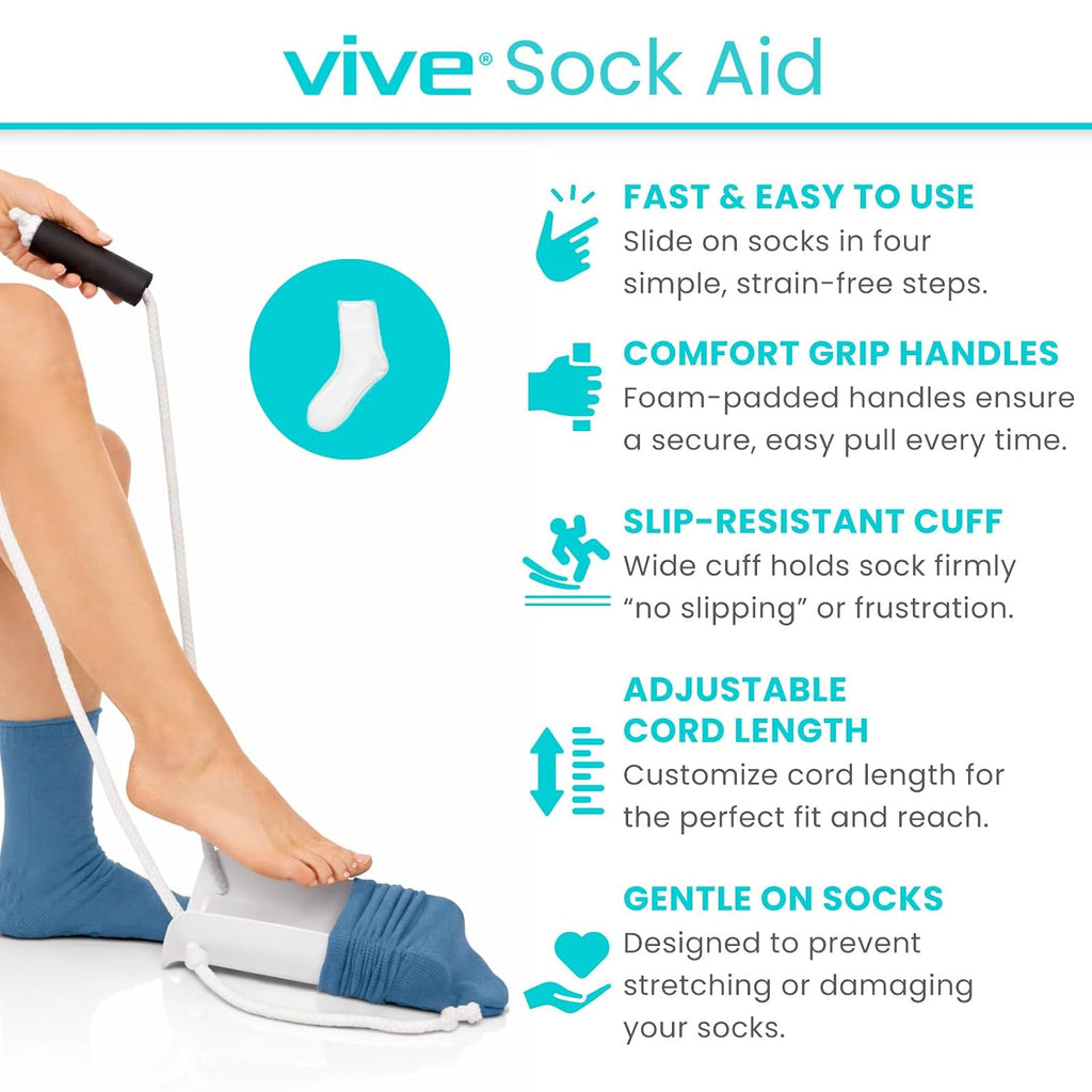 Sock Aid - Easy On & Off Stocking Slider for Seniors & Limited Mobility