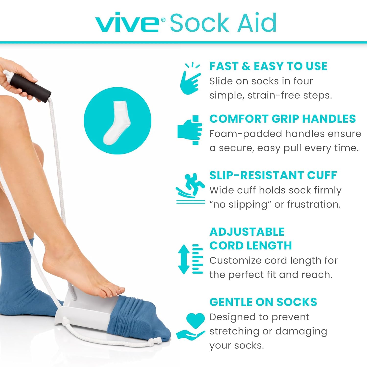 Sock Aid - Easy On & Off Stocking Slider for Seniors & Limited Mobility