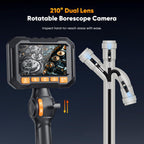 0.16-Inch Articulating Borescope Camera with Light, Dual-Lens, Split Screen