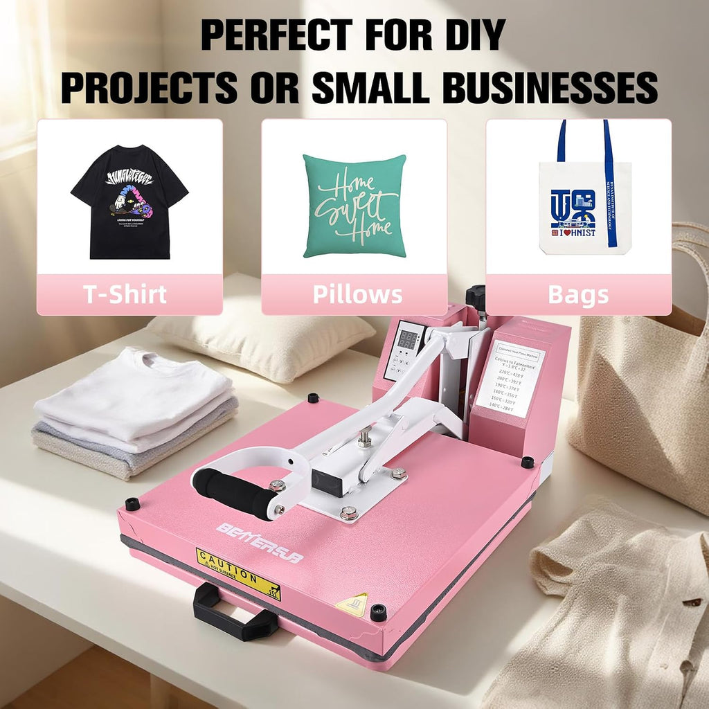 Industrial 15"x15" Clamshell Heat Press Machine for T-Shirts, Sublimation, Vinyl & HTV - Digital Control, Non-Stick