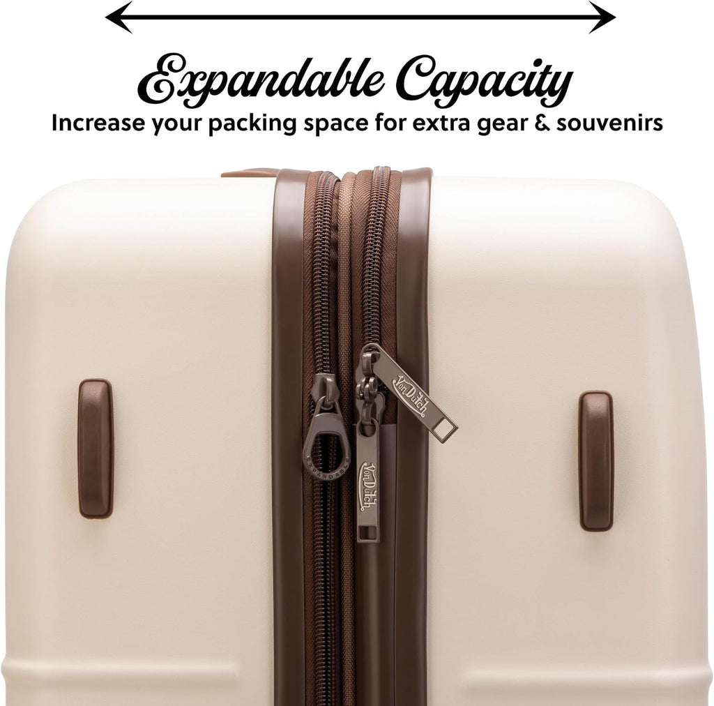 Ivory Retro Trek 3-Piece Expandable Hardside Spinner Luggage Set