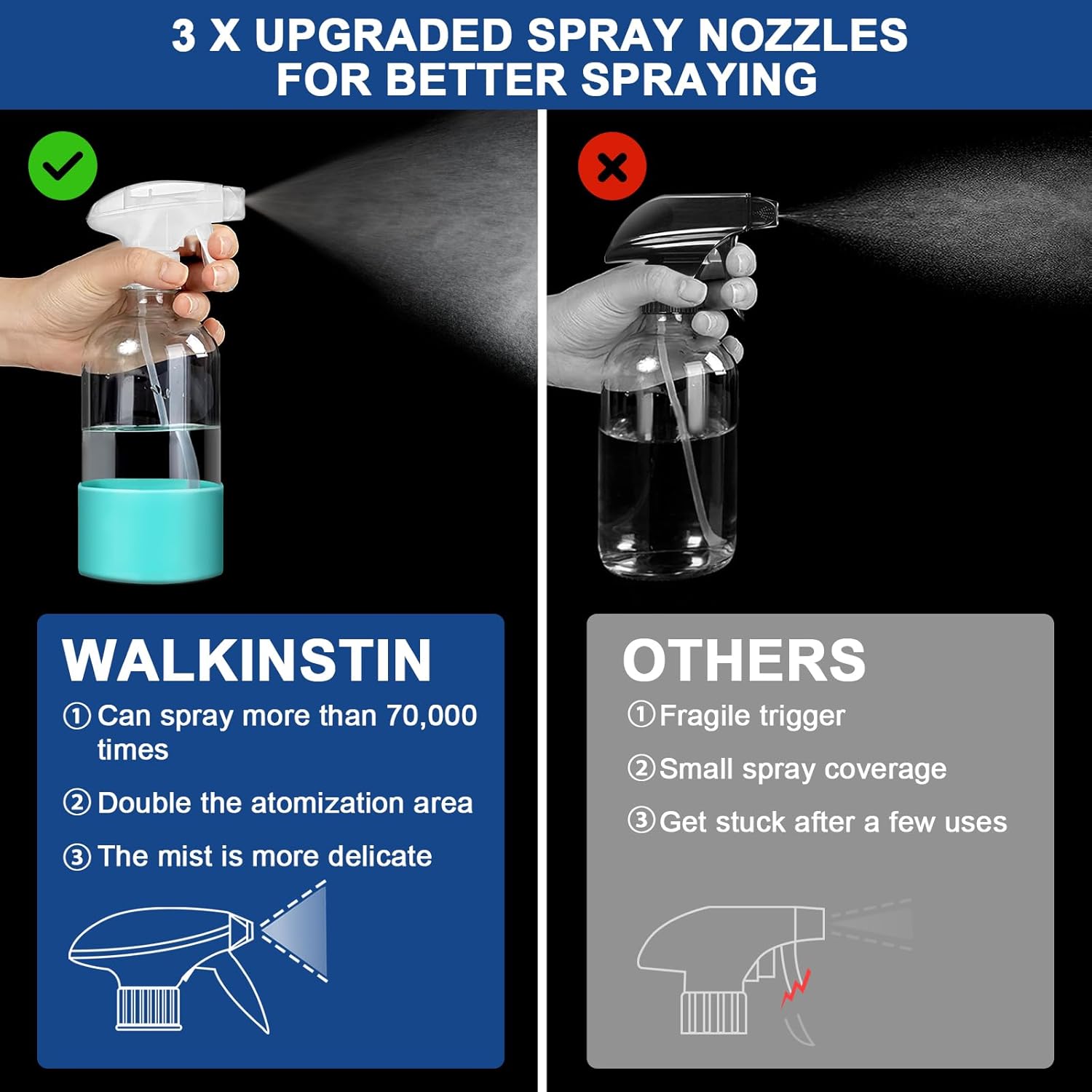 Glass Spray Bottles for Cleaning, 3 Pack Clear Empty Spray Bottle for Cleaning Solutions, 17 fl oz Reusable Spray