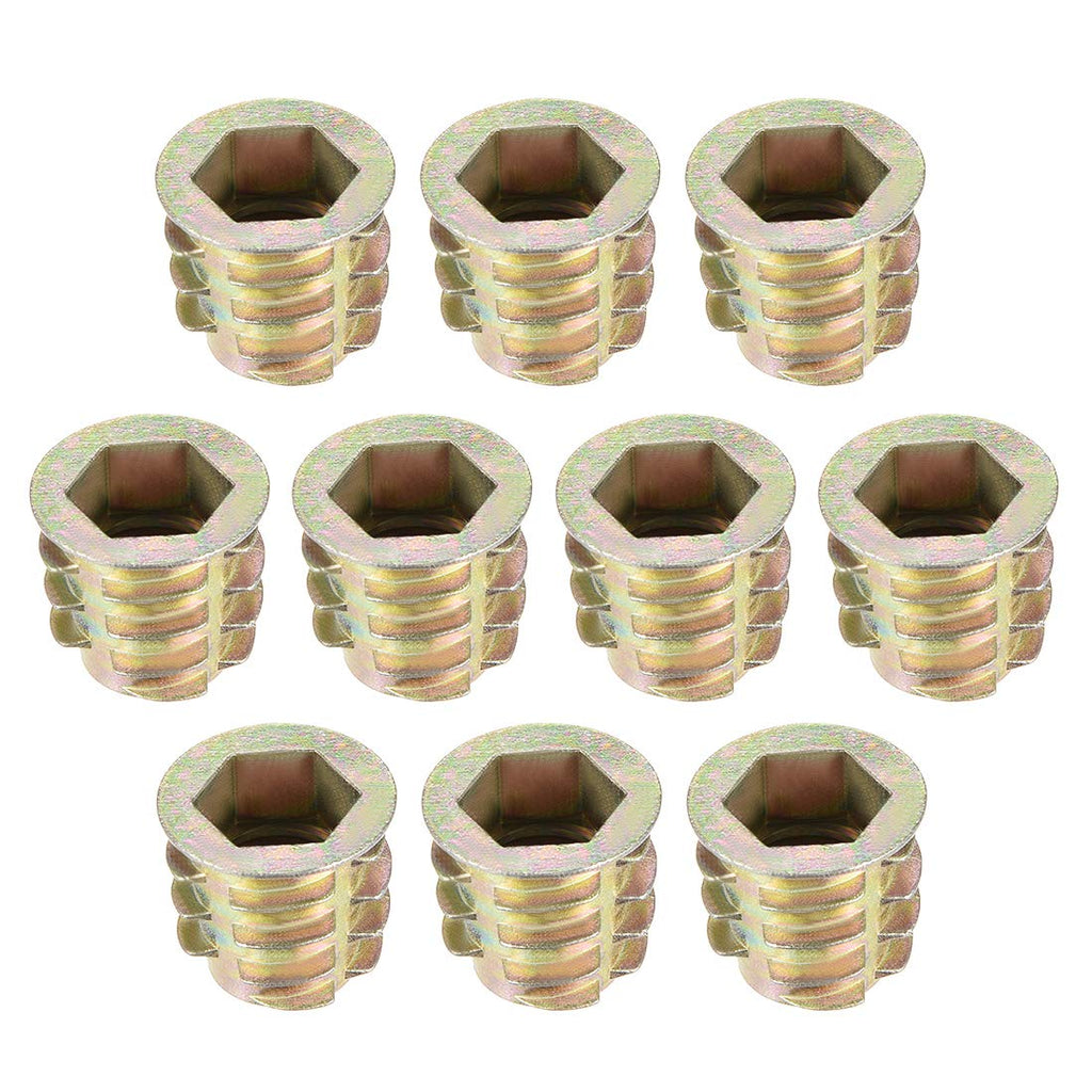 uxcell Furniture Threaded Insert Nuts Zinc Alloy M10 Internal Threads 15mm Length 10pcs