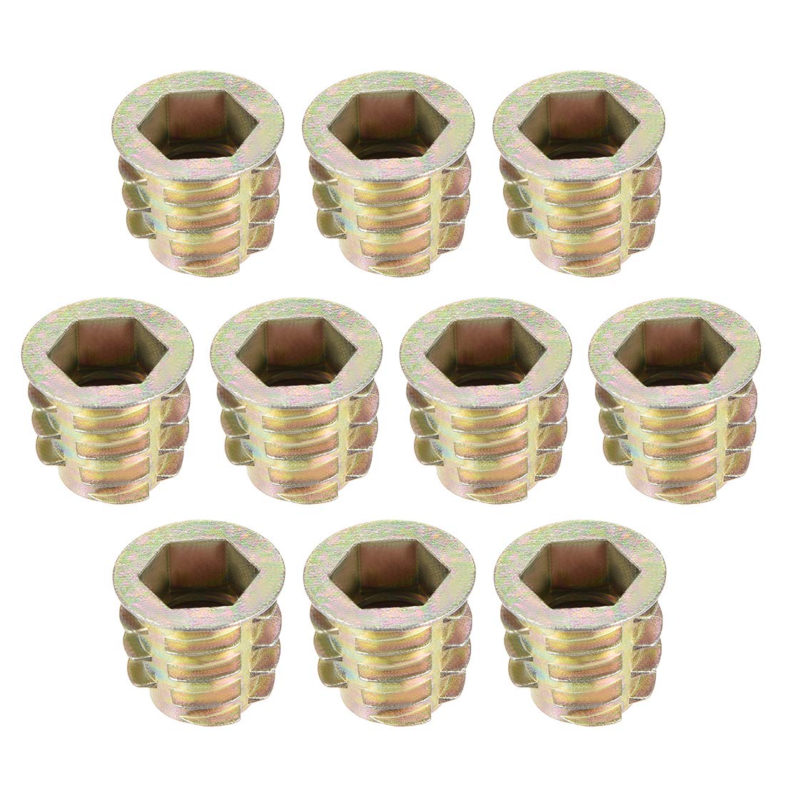 uxcell Furniture Threaded Insert Nuts Zinc Alloy M10 Internal Threads 15mm Length 10pcs