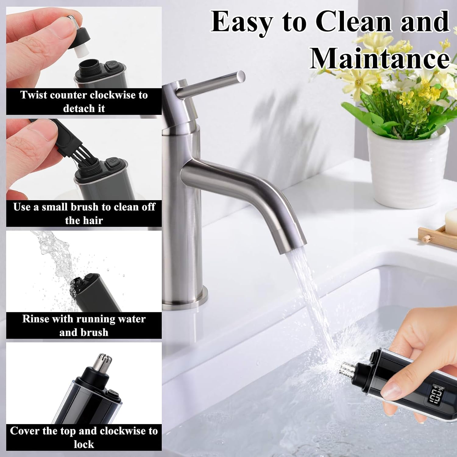 Portable LED Dsiplay Nose and Ear Trimmer Clipper for Men Women,2026 Professional Nose Hair Trimmer with Powerful