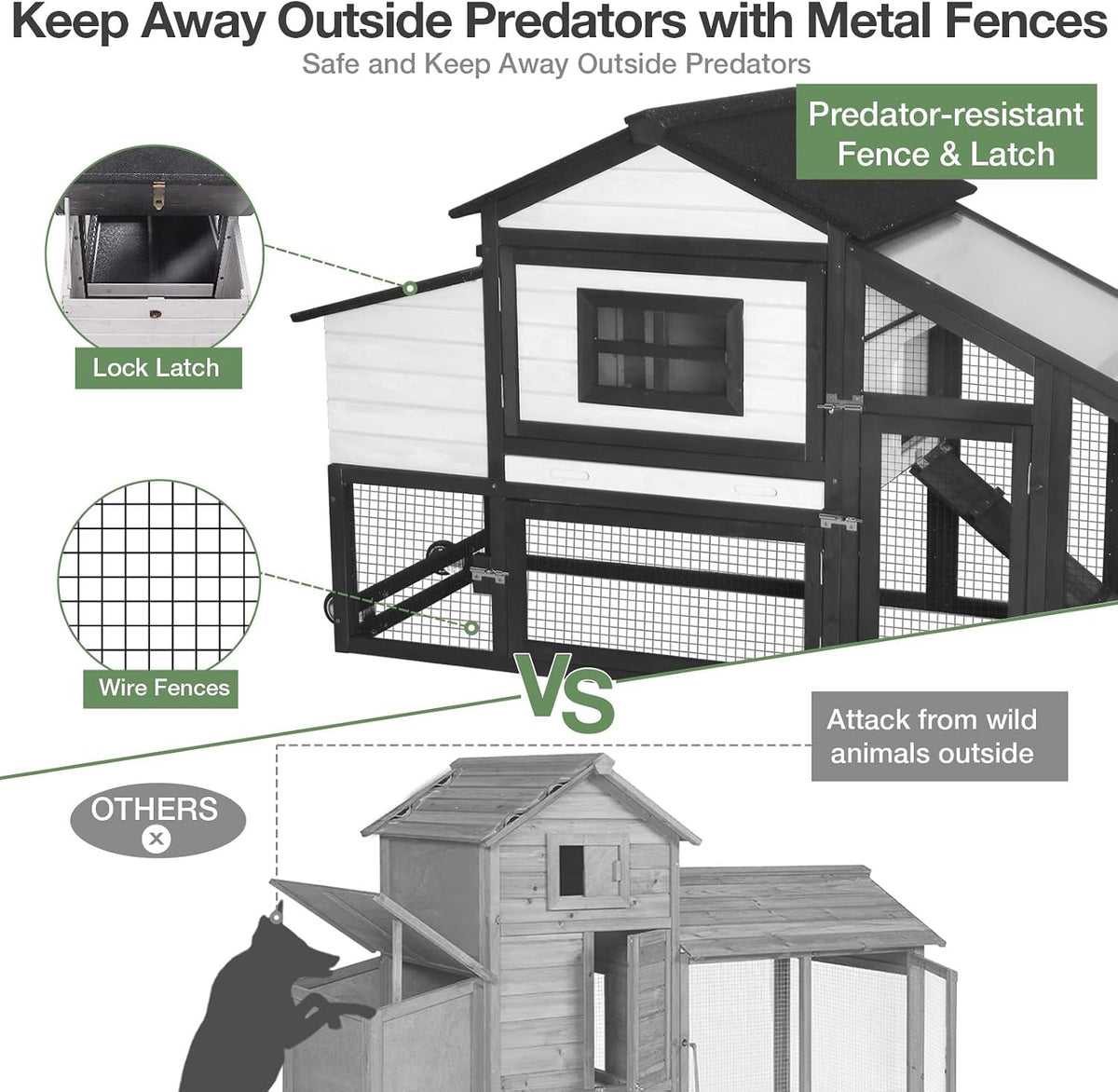 Mobile Chicken Coop for 2-4 Chickens with Wheels, Outdoor Hen House with Leak-Proof Tray, UV-Resistant Roof & Nesting