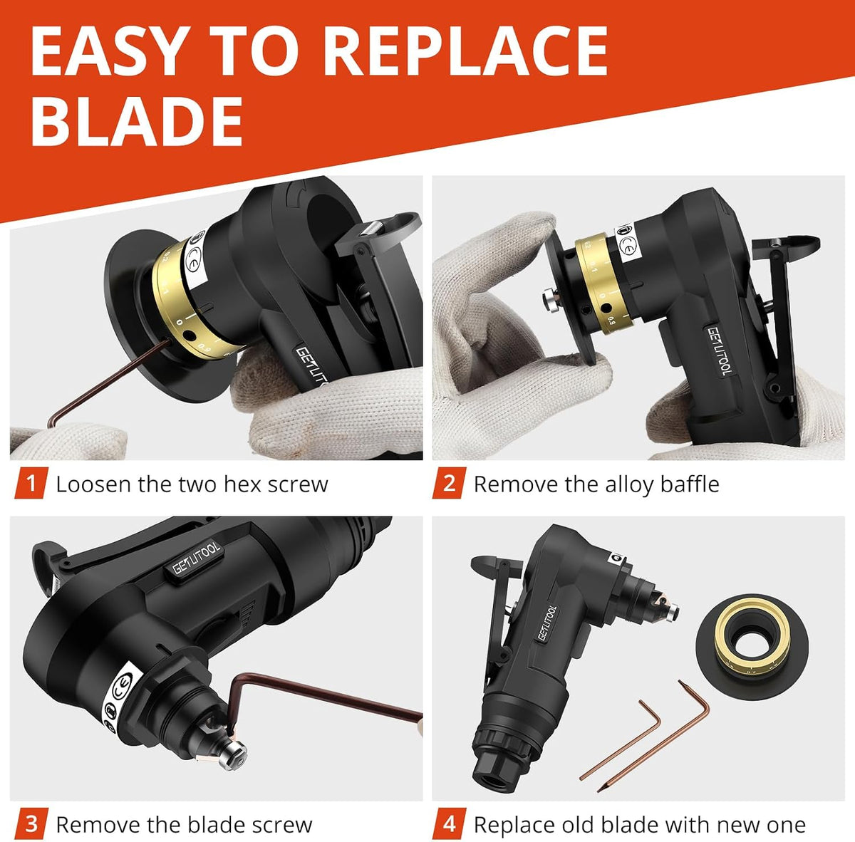 GETLITOOL Pneumatic Chamfering Tool, Air Chamfer Tool with 12C & 10R-Blade